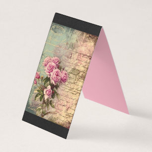 French country chic,shabby chic, pink roses, flora business card