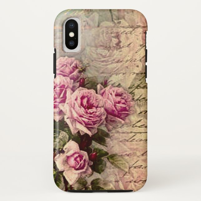 French country chic,shabby chic, pink roses, flora Case-Mate iPhone case (Back)