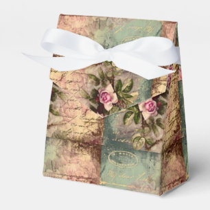 French country chic,shabby chic, pink roses, flora favor box