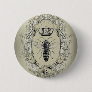 french country chic victorian crown queen bee 2 inch round button