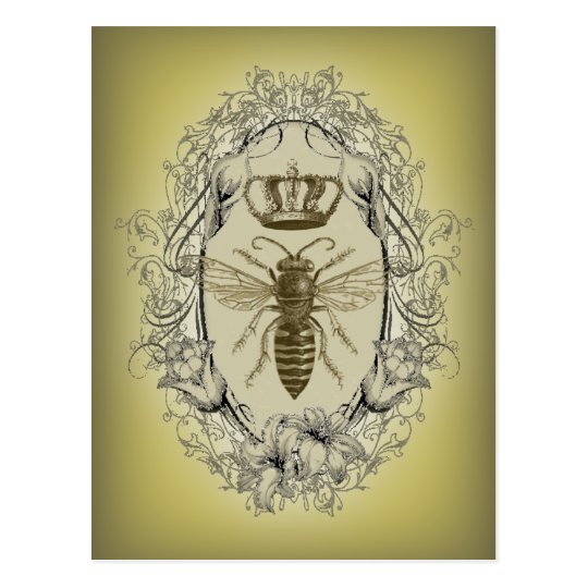 french country chic victorian crown queen bee postcard