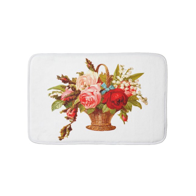 French Country Decor Rose Bouquet Bath Mat (Front)