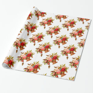 French Country Decor Vintage Roses Wrapping Paper