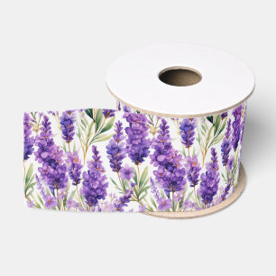 French Country Decor Watercolor Lavender Flowers Grosgrain Ribbon