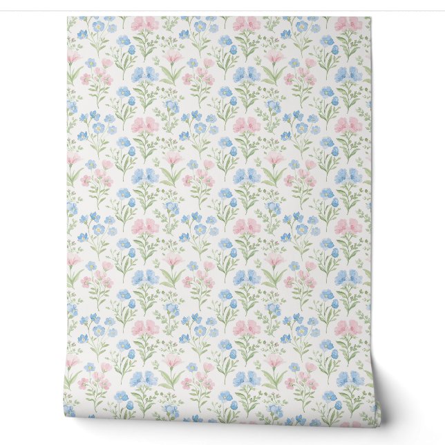 French country delicate flowers wallpaper  (Unrolling)