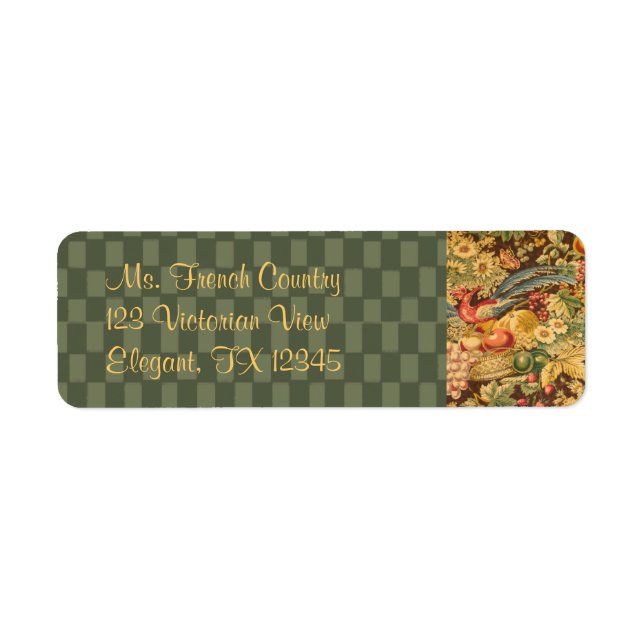 French Country Elegant Bird Return Address Labels (Front)