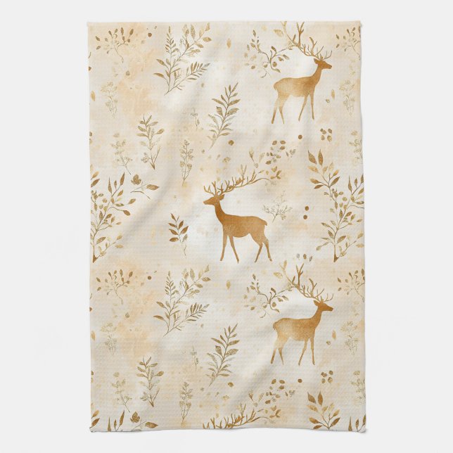French Country Fawn Pattern Kitchen Towel (Vertical)