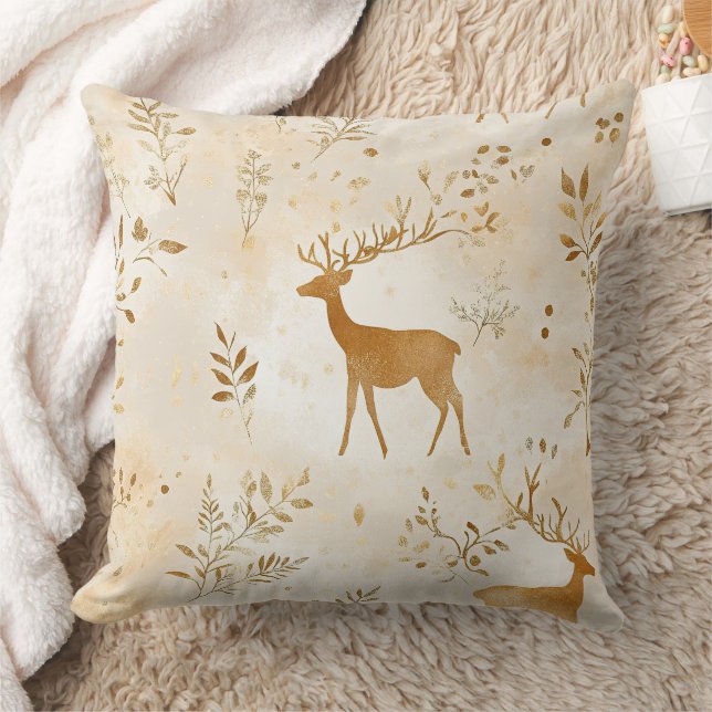 French Country Fawn Pattern Throw Pillow (Blanket)