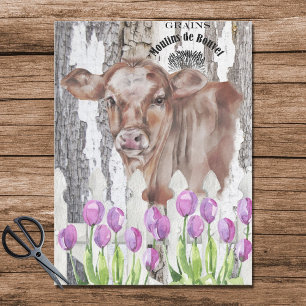 French Country Floral Farm Cow craft Tissue Paper