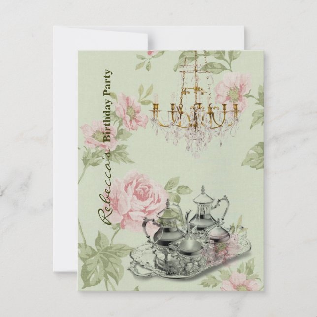 french country garden birthday tea party invitation (Front)