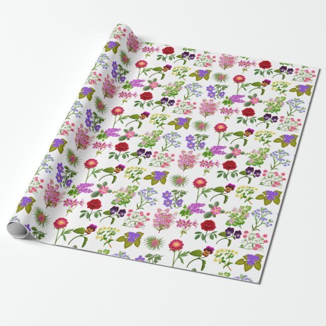 French Country Garden Floral Wrapping Paper (Unrolled)