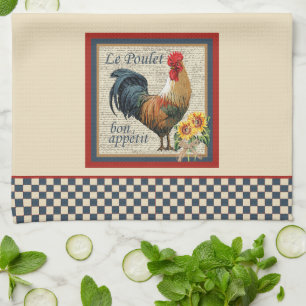 French Country Kitchen Blue Rooster Kitchen Towel