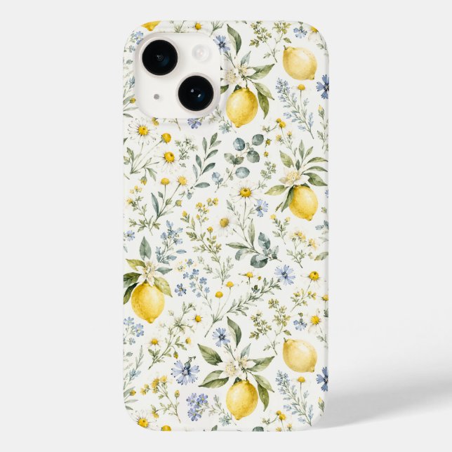 French Country Lemon and Wildflowers Pattern Case-Mate iPhone Case (Back)