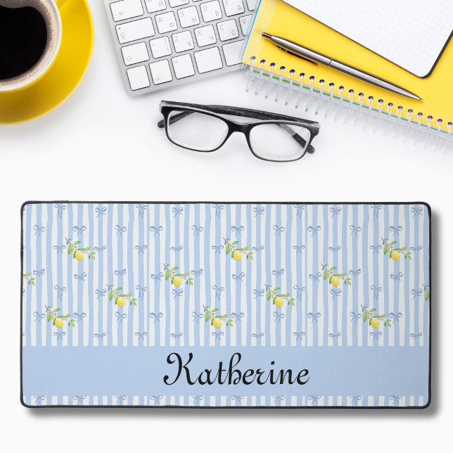 French Country Lemon – Blue Bow Name Pattern Desk Mat (Creator Uploaded)