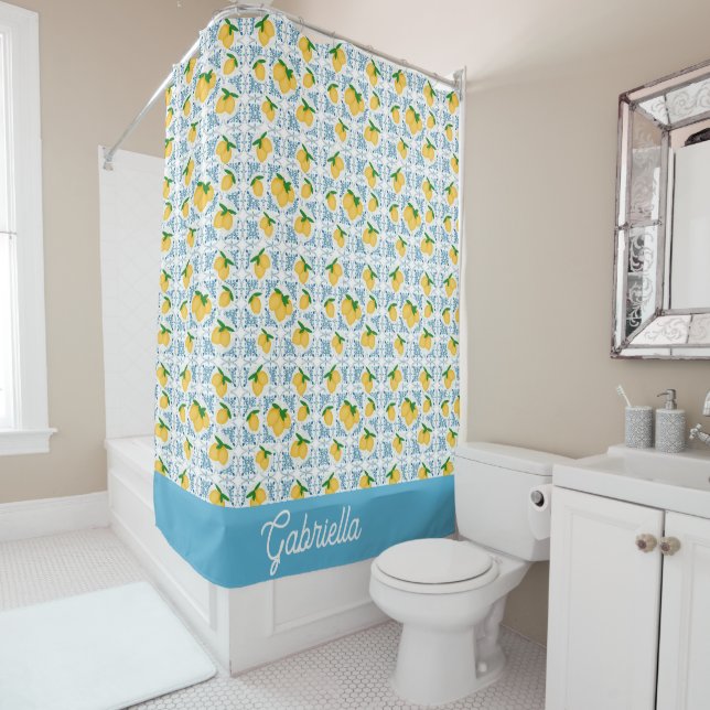 French Country Lemon Blue Tile Pattern (In Situ)