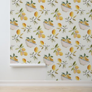 French Country Lemon Pattern Wallpaper