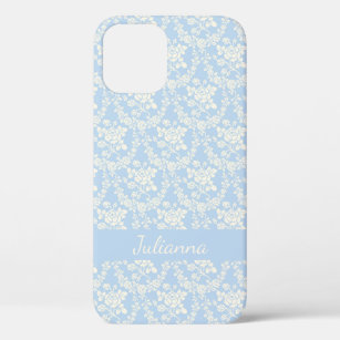French Country Light Blue Floral Personalized iPhone 12 Pro Case