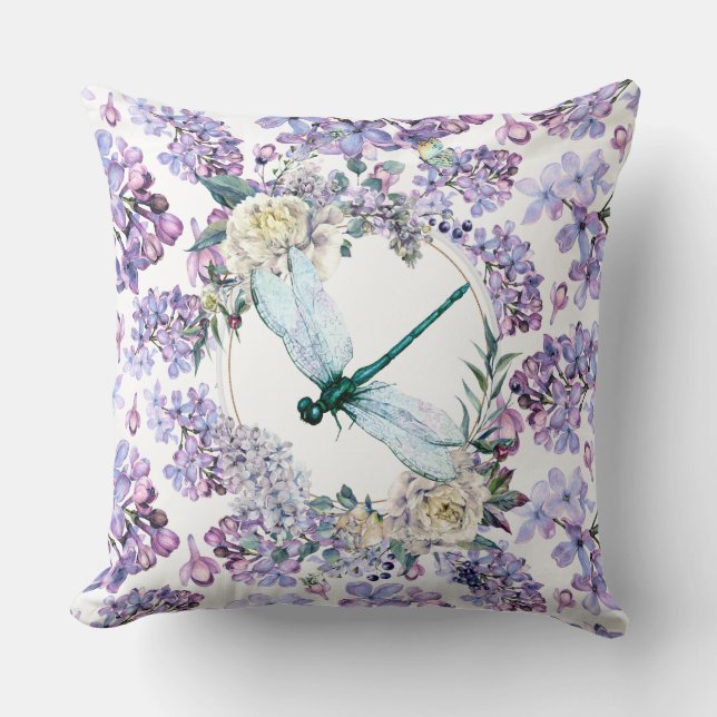 French Country Lilacs Throw Pillow (Front)