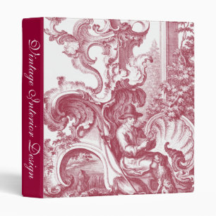 French Country Man and Dog Beautiful Red Toile Binder