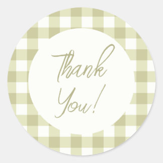 French Country Meadow Gingham - sage green plaid. Classic Round Sticker