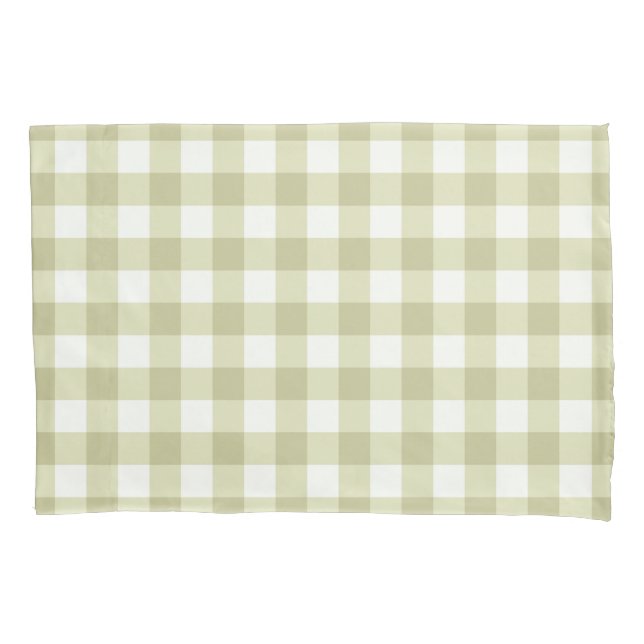 French Country Meadow Gingham - sage green plaid. Pillowcase (Front)