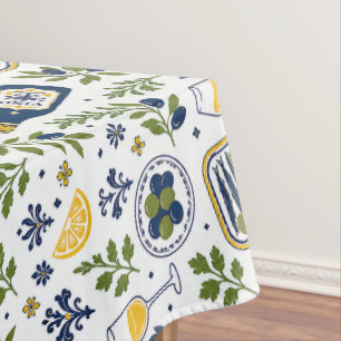 French Country Mediterranean Olive Wine Pattern Tablecloth