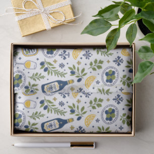 French Country Mediterranean Olive Wine Pattern Tissue Paper