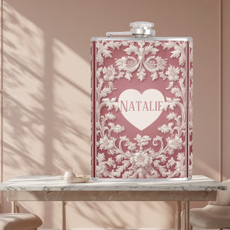 French Country Opulent Baroque Scrollwork Grandeur Hip Flask