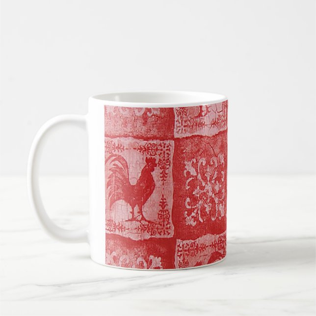 French Country Red Rooster Coffee Cup (Left)