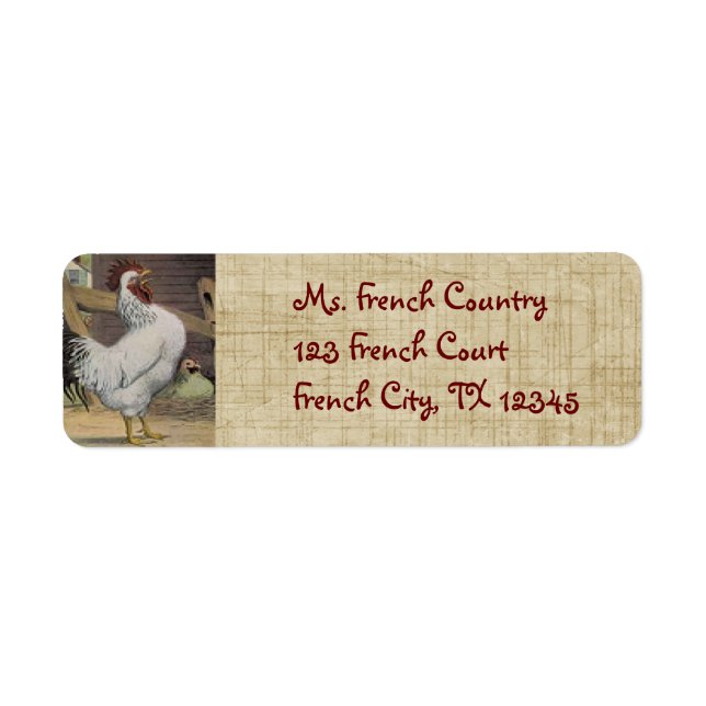 French Country Rooster Hen Address Labels (Front)