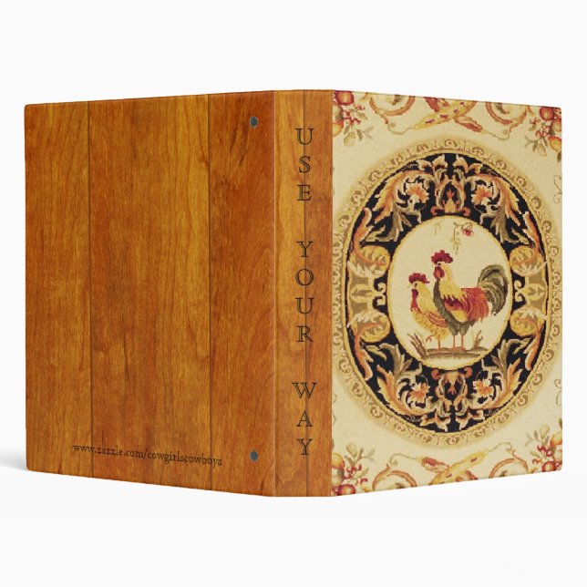 French Country Rooster/Hen Pattern Avery Binder (Background)