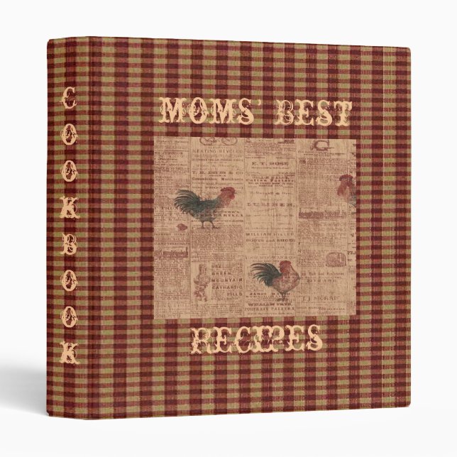 French Country Rooster Recipe Cookbook Binder (Front/Spine)