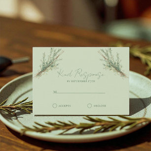 French Country Rosemary Sprigs with Twine RSVP Card