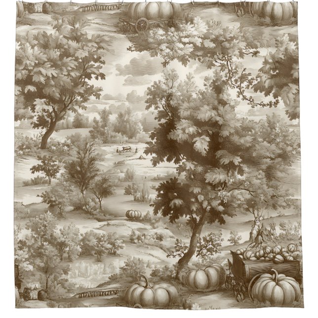 French Country Sepia Pumpkin Toile Pattern (Front)