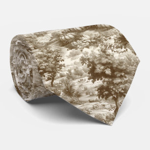 French Country Sepia Pumpkin Toile Pattern Tie