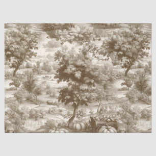 French Country Sepia Pumpkin Toile Pattern Tissue Paper
