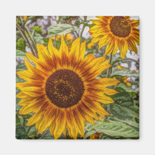french country summer garden happy sunflower magnet