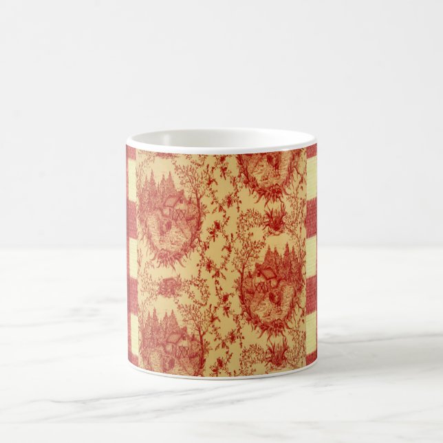 French Country Toile Barnyard Roosters Coffee Cup (Center)