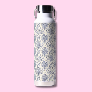 French Country Toile de Jouy Blue Pattern  Water Bottle