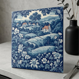 French Country Toile de Jouy Pastoral Bucolic Life Tile