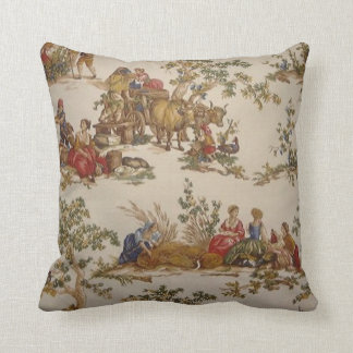 French Country Toile Print MoJo Throw Pillow