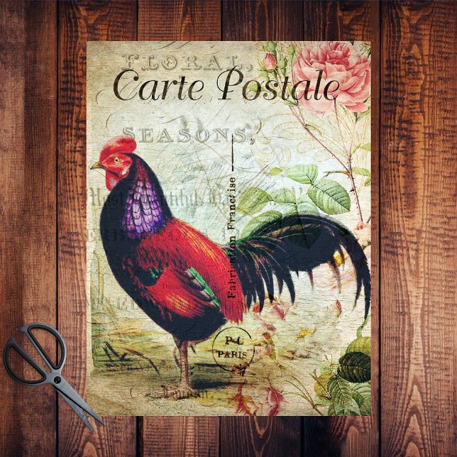 French Country Vibrant Red Rooster Tissue Paper (Creator Uploaded)