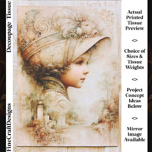 French Country Vintage Girl Collage FT8R Decoupage Tissue Paper