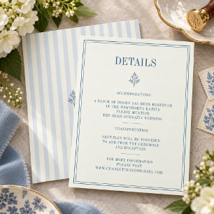 French Country Wedding Dusty Blue Details Enclosure Card