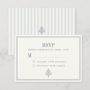 French Country Wedding Dusty Blue Stripe RSVP Card
