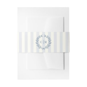 French Country Wedding Monogram Crest Stripe Invitation Belly Band