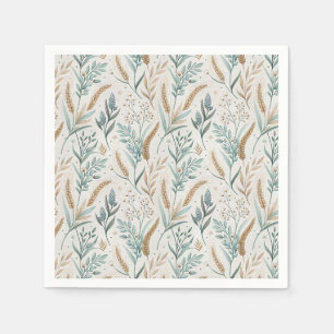 French Country Wheat & Wildflower Floral Pattern Napkin