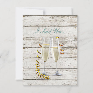 french country whitewashed wood champagne flutes invitation