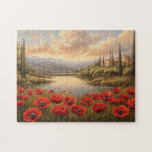 French Countryside Poppy Field Jigsaw Puzzle