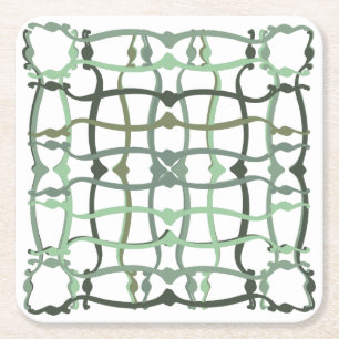 French countryside sage green tile square paper coaster
